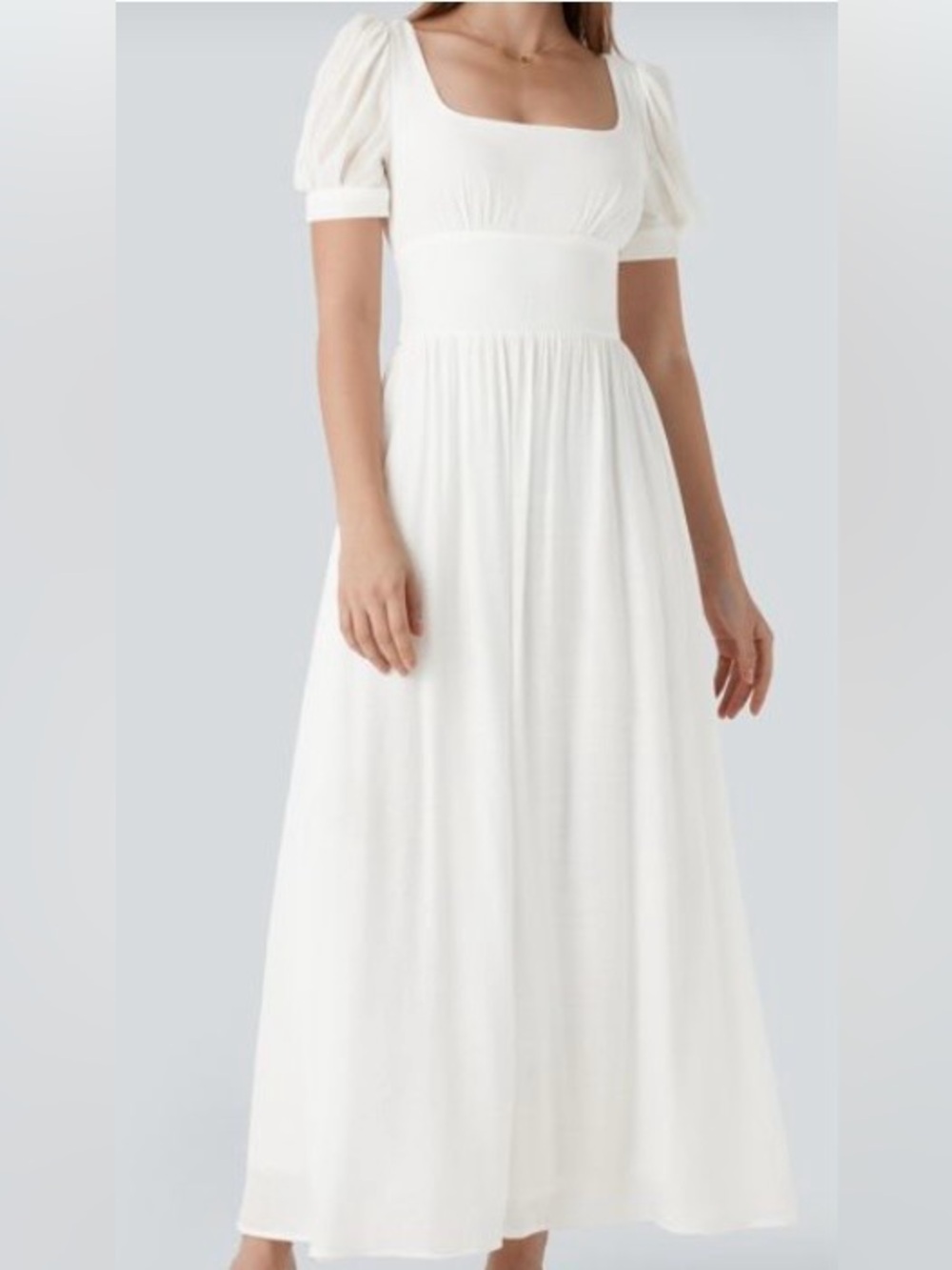 MEDIUM.  HALARA SQUARE NECK LACEUP MAXI LINEN LIKE  DRESS